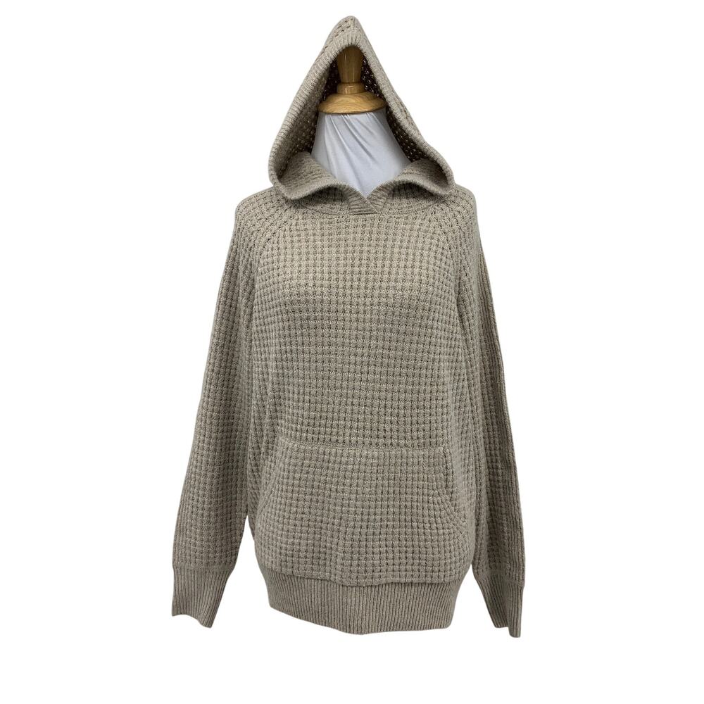 For The Republic Sweater Women XS Extra Small Oatmeal Wool Blend Waffle Oversize
